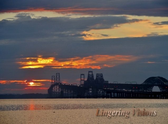 Sunset in June of the Chesapeake Bay Bridge