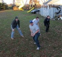 "The boys" playing football at Thanksgiving.