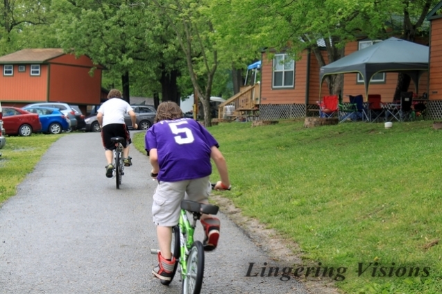 Brett and Zac riding their bikes in Harper's Ferry